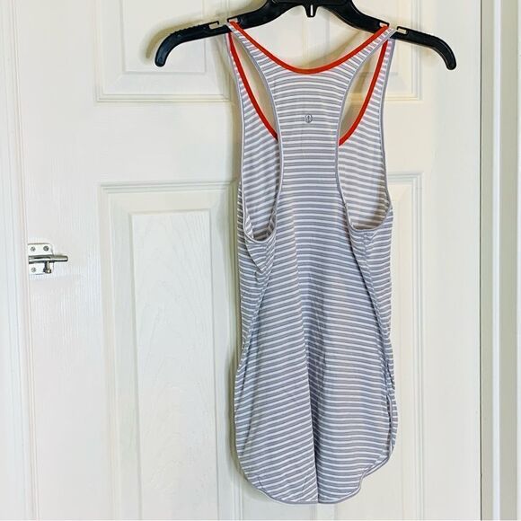 Lululemon What The Sport Singlet Silver Stripe Silver Fox White / Alarming Sz 4 - Picture 4 of 8